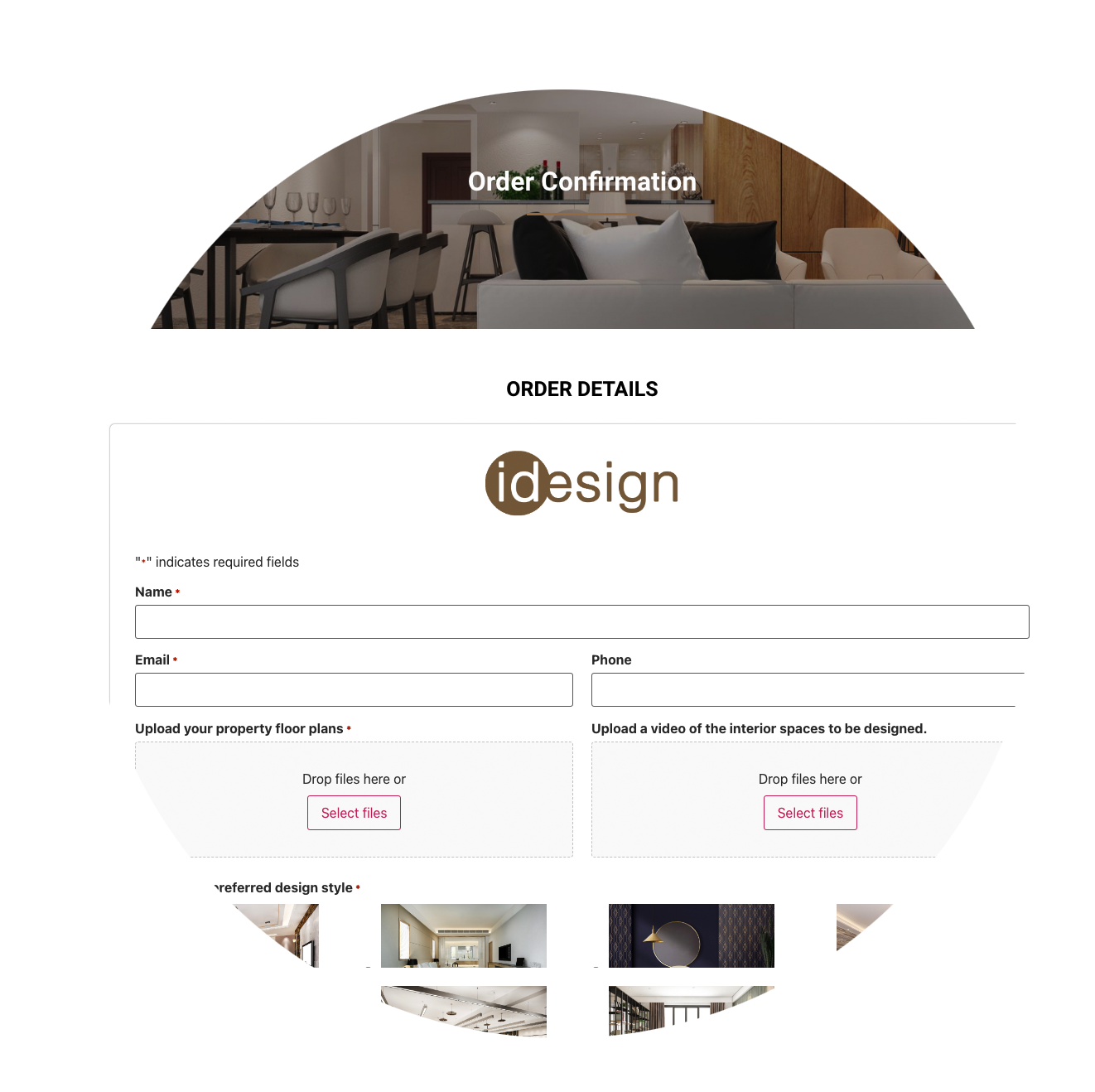 Fill in the order form details